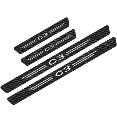 Image of 4Pcs Car Door Sill Protector for Citr oen C3 C4 C5 C6 C8 C Elysee VTS, Anti Scratch Carbon Fiber Threshold Edge Entry Guard Stickers Kick Plates Styling Accessories,C3