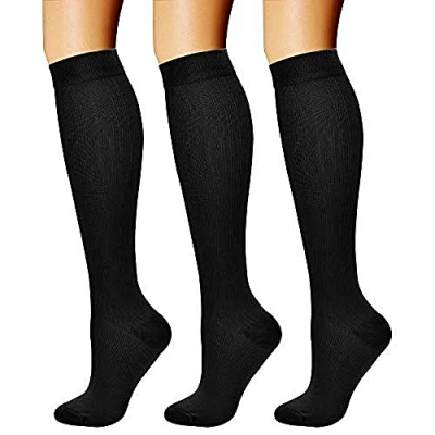 Image of feifanshop Compression Cotton Anti Dvt Flight Socks For Men Women Black Stay Well Graduated Fit Travel comfort Pain Relief Recovery Endurance Maternity Leg Stamina