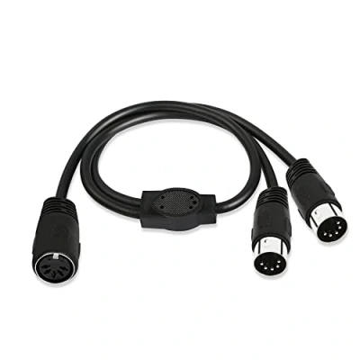 Image of GINTOOYUN MIDI Splitter Y Adapter Cable 19.6 Inch Din 5 Pin Female to Dual Male for Mixers,MIDI Keyboards,Music Mixers Electronic Pianos etc