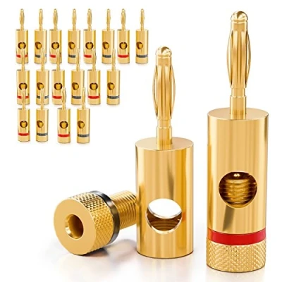 Image of deleyCON 20x Banana Plug 24K Gold Plated and Screwable for Cable Boxes Amplifiers AV Receiver Power HiFi Stereo Systems