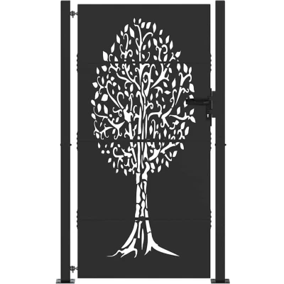 Image of vidaXL Garden Gate Other Black 105 x 200 cm Powder coated steel