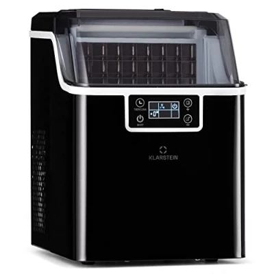 Image of Klarstein Small Ice Maker Machine, Counter Top Machine For Home and Kitchen, 3.2L Capacity, Fast Operation, Makes 20kg of Ice, Large Sized Bullets, Self Cleaning Cube