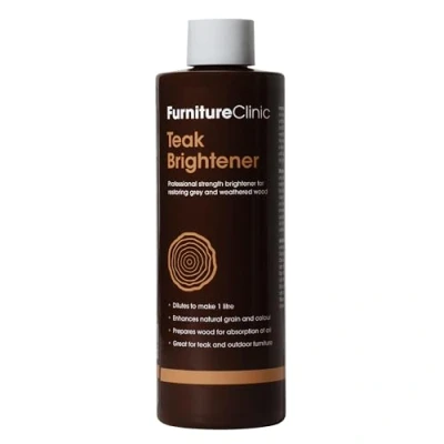 Image of Furniture Clinic Teak Brightener Dilutes to Make 1 Litre Restores &amp; Enhances Natural Wood Colour Increases Absorption of Oil Great for Use on Outdoor Wooden 500ml
