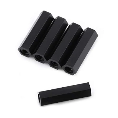 Image of Akozon Spacer Standoff 100Pcs M3 Female Hex Threaded Black Nylon Bolts Nuts Assortment Set With Plastic Box(M3*25)