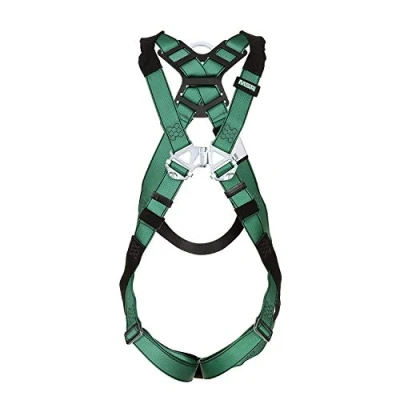 Image of MSA 10197197 V Form Full Body Safety Harness Size: Extra Large, D Ring Configuration: Back, Qwik Fit Leg Straps, Color: Green, Harness, Durable, Fall Protection