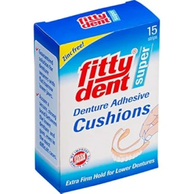 Image of Secure Fittydent Super Denture Adhesive Cushions 15 strips zinc free