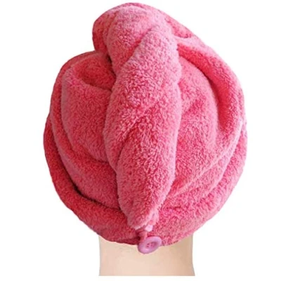 Image of Lengus Hair Turban Towel Dryer Cap Microfiber Drying Turbie Quick Twist Anti Frizzy Spa Wrap (Pink)