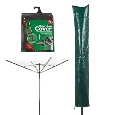 Image of Garden Mile Waterproof Parasol Cover Umbrella Covers 18 x 28 150 cm. Polyethylene Fabric, Waterproof, Windproof, Green Heavy Duty with tie for 2 3m Outdoor