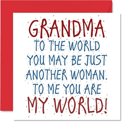 Image of Lovely Birthday Cards for Grandmother Grandma You Are My World Happy Card from Grandson or Granddaughter, Grandparent Gifts, 145mm x Card, Greeting