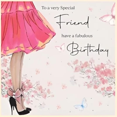 Image of Special Friend Birthday Card for Her Stylish Feminine Design Finish and Embellishments Made in the UK Eco Friendly