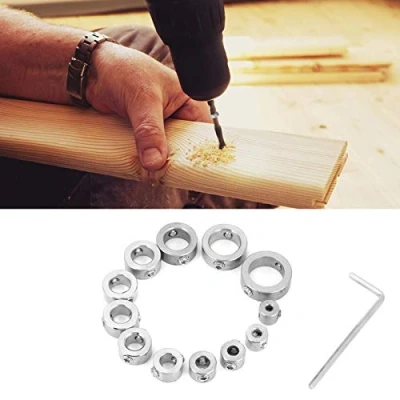 Image of Entatial 12Pcs Drill Depth Stop, 3 16mm Universal Stainless Steel Drilling Limit Stop Set