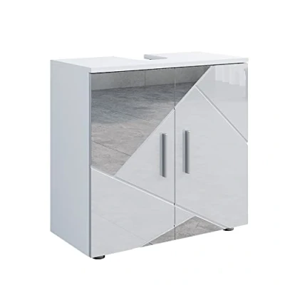 Image of Vicco Sink base cabinet Irma, White high gloss with inserts, 60 x 59 cm