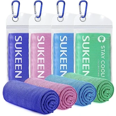 Image of Cooling Towel, Towels 4 pack, Stay Cool Ice for Neck, Cold Gym Towel Men Women (4pcs, Royal Blue/Lavender Purple/Blue/Dark Green)