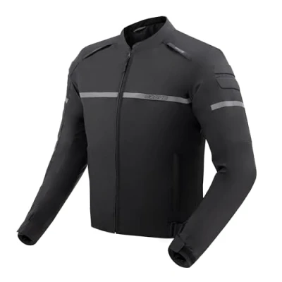 Image of OZONE MOTO Rider Motorcycle Jacket Men Textile Elbow and Shoulder Protectors Level 1 Back Protector Pocket Removable Waterproof Thermal Lining 3 Ventilation Channels