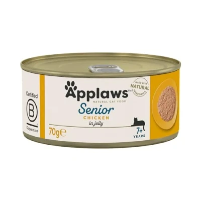 Image of Applaws Natural and Complete Wet Cat Food for Senior Cats, Chicken in Jelly 70 g Tin (Pack of 24)