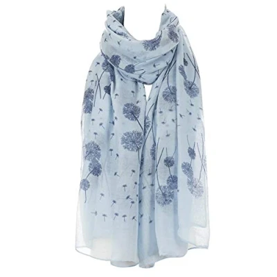 Image of Dandelion Celebrity Designer Scarf Women Shawl Wrap By London Scarfs (Baby blue)