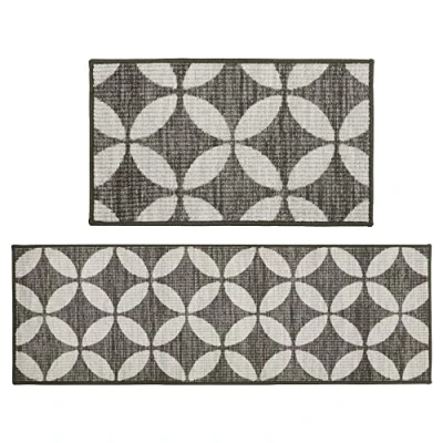 Image of JVL Fiora Machine Washable Doormat and Runner, Pewter