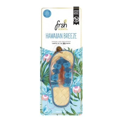 Image of FRSH Scents FR4484 x1 Hawaiian Breeze Scented Blue Hanging Sandal Lifespan of up to 30 Days Ideal for Rear View Mirrors and Handles