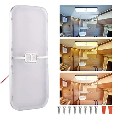 Image of Intckwan 12 Volt Led Lamps Motorhome, 204LEDs, 15W, Dimmable Roof Motorhome Lighting with Memory Switch, White Yellow and Warm Light, Universal for Car Truck Caravan Camping Boat