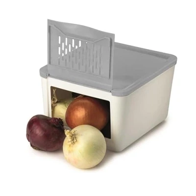 Image of SNIPS 000776 000500 Keeper, 3 KG, 20x25,5x17,5 Cm, Food Stotage Container for Potato and Shallot, White Grey Colour, Made in Italy, Bpa Free, Plastic, kilograms