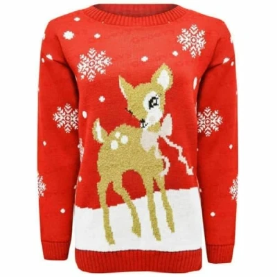 Image of Hamishkane® Kids Christmas Jumpers, Knitted Xmas Snowflake Jumper for Boys, Crew Neck Unisex Sweater Top, Pullover Long Sleeves Reindeer Girls