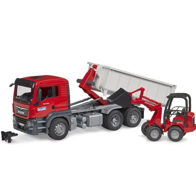 Image of Bruder MAN TGS Truck, Roll off Container and Schäffer Loader Toys