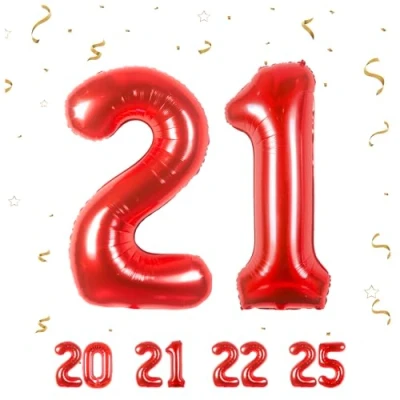 Image of Number Balloons 21,Red 21 Balloon 40 Inch Giant Helium Foil for Boys Girls 21th Birthday Party Decor Anniversary Decorations Supplies