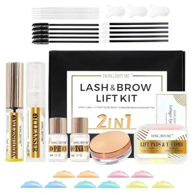 Image of 2 in 1 Lash Perming and Brow Lifting Set, DONG RHYME Set Eyelash Lift Eyebrow Laminating Kit Professional Quick Dry Long Lasting