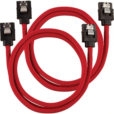 Image of Corsair CC 8900254 Premium Sleeved SATA Cable 6Gbps 60cm, Red