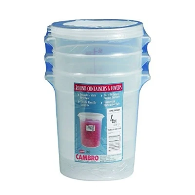 Image of Cambro RFS4PPSW3190 4 Quart Round Food Storage Container with Lid, Set of 3 by