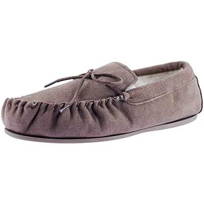 Image of Mokkers OLIVER Suede Leather Genuine Moccasin Slippers Navy Real Suede, Mens UK 12 / EU 46