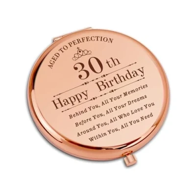 Image of CoCoCherry 30th Birthday Gifts For Women Compact Pocket Makeup Mirror, Funny Gifts, Travel Her, Unique Stuff Her.