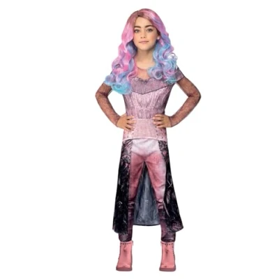 Image of Smiffys Disney Descendants Audrey Costume for Kids, All in One with Attached Skirt, Pink Officially Licensed Sheer Sleeves, Perfect Matching Accessories and Fancy Dress