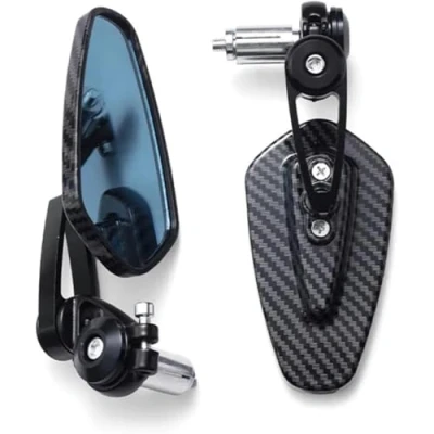 Image of Bar End Mirrors Motorcycle Rearview Mirror Carbon Fiber Pattern Handlebar Modified Inverted Rear Motorbike Accessories Mirrors(Black)