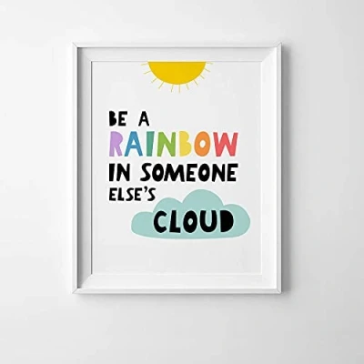 Image of Dreacoss Nursery quote, Be a rainbow in someone else&#039;s cloud Poster, Decorative Paintings Modern Home Wall Decor for Office Living Room Bedroom Kitchen Gifts, No Framed 20x30 Inches