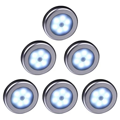 Image of WRalwaysLX Wireless Motion Sensor LED Cabinet Light Stick Anywhere Nightlight for Stairs, Hallway, Closet, Kitchen, Bedroom(009 6pcs Cool Silver Shell)