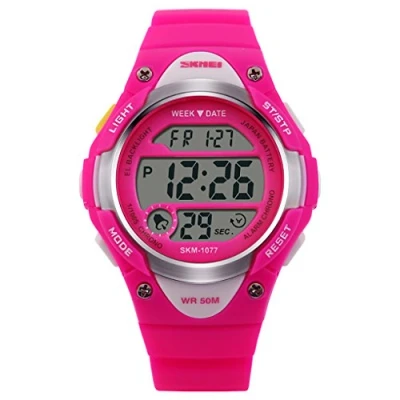 Image of Kids Sport Watch,Waterproof Led Digital Watches with Alarm Back Light Stopwatch for Boys Girls(rose red)