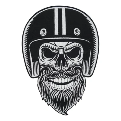 Image of Finally Home Large Bearded Biker Skull Back Patch for Ironing Motorcycle Cowl Patches, Iron On Patch, Patches Men