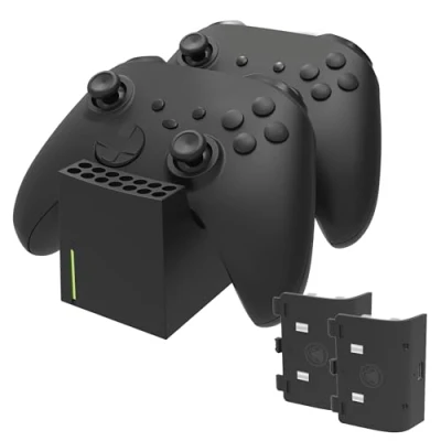 Image of snakebyte Xbox TWIN Charge SX black Series X Charging Station for Controller, Charger 2 Wireless Controllers, Batteries Rechargeable 800mAh, LED Status, Design