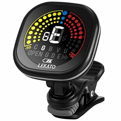 Image of Guitar Tuner Rechargeable,LEKATO Clip on Bass Digital Chromatic Bright with Color Screen Display Ukulele for Guitars Violin Tuning Mode