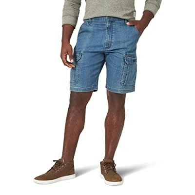 Image of Wrangler Authentics Men&#039;s Classic Cargo Stretch Short, Medium Tint Denim, 38