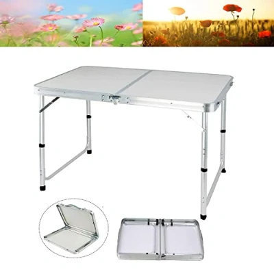 Image of Laptop Desk Bed Tray Table with Handle, Aluminium Foldable Portable Picnic Table, Notebook Stand Tablet Groove Reading for Couch Sofa Floor, Ideal Outdoor Cooking,Garden Party Compact BBQ