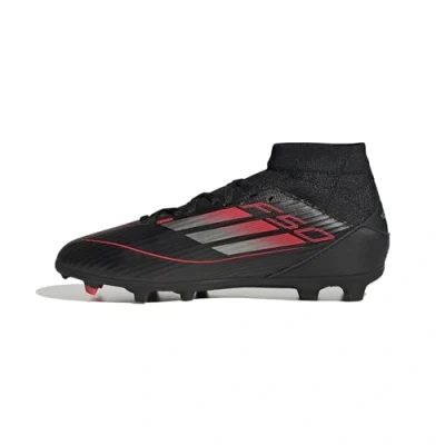 Image of adidas Performance F50 League MID Unisex Moulded stud football boots for kids, Size: 11K, Core black/iron met/lucid red Textile/synthetics