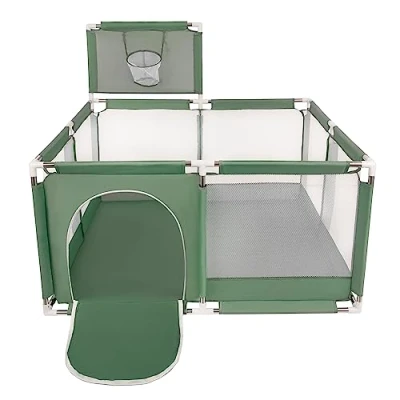 Image of Selonis Square Play Pen Filed No Balls Basketball, Green