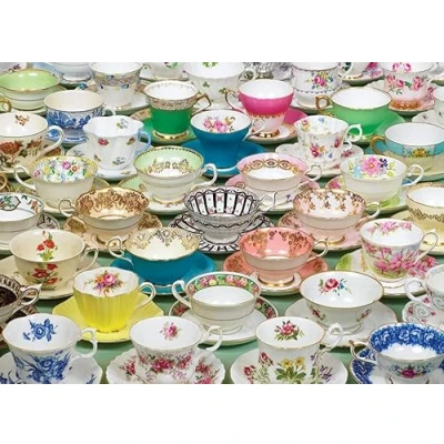Image of Cobble Hill 1000 Piece Puzzle Teacups Sample Poster Included