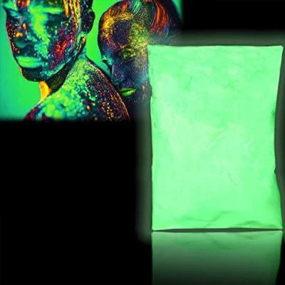 Image of Fluorescent Powder, 100g Professional Luminescent Pigments Phosphorescent Colour Photoluminescence Non Toxic Aluminium Strontium Neon Night Lights in Dark Yellow Green