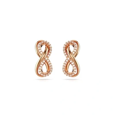 Image of Swarovski Hyperbola stud earrings, Infinity, White, Rose gold tone plated