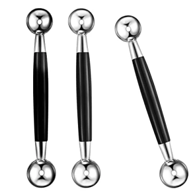 Image of 3 PCS Double Sided Melon Baller, Round Balls Fruit Baller Scoop Stainless Steel Ice Cream Cone Dessert for