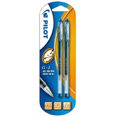 Image of Pilot G 1 Gel Ink Pens 0.7mm Tip Blue Pack of 2 Blistercarded