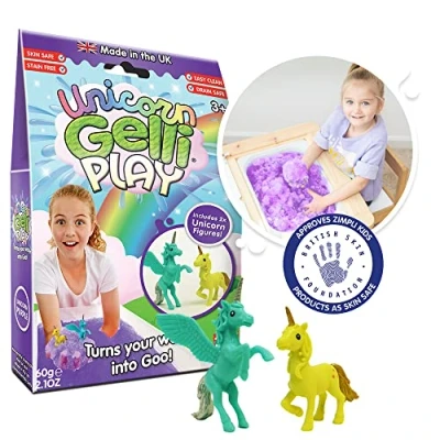 Image of Unicorn Gelli Play Purple from Zimpli Kids, 2 x Figures, Magically turns water into thick, colourful goo, Messy &amp; Multi Sensory Kit, Toys for Girls, Vegan Friendly Cruelty Free